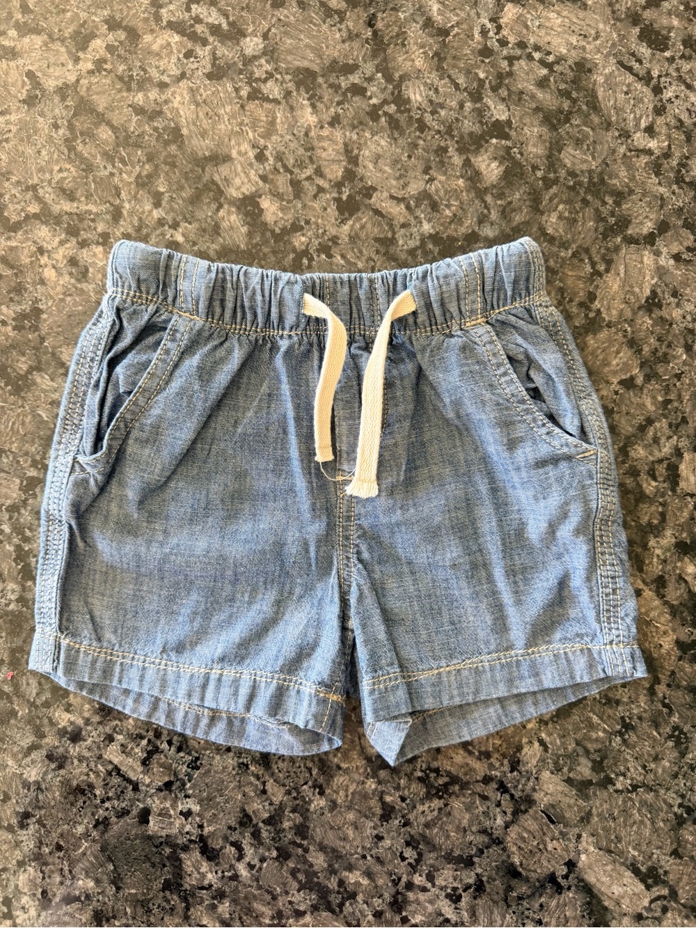 3/$15 Baby GAP Blue Denim Chambray Pull On Shorts 12-18M Summer Vacation Outfit